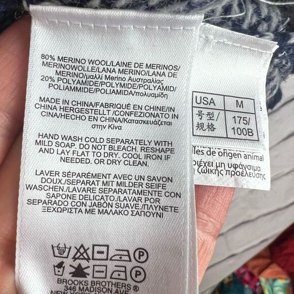 Brooks Brothers Men's Blue Geometric Henley Sweater Size M - Picture 3 of 6